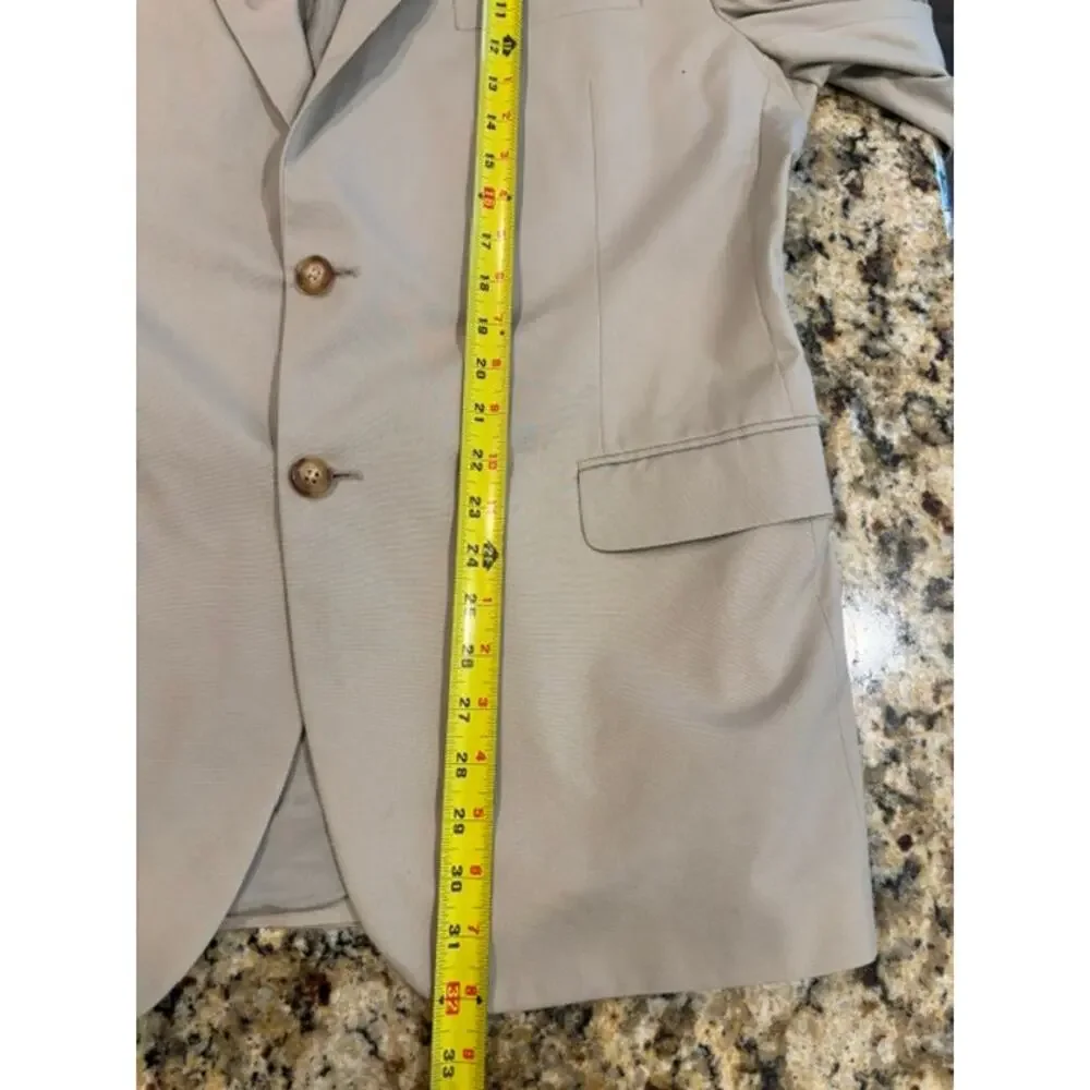 Brooks Brothers Brookscool Poplin Blazer Sport Coat Cotton Coolmax Tan 44R